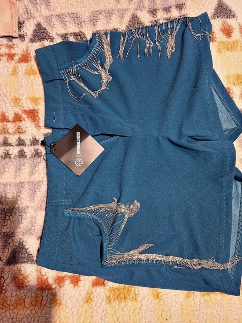 Merrigo Rios Embellished Cargo Shorts in Blue